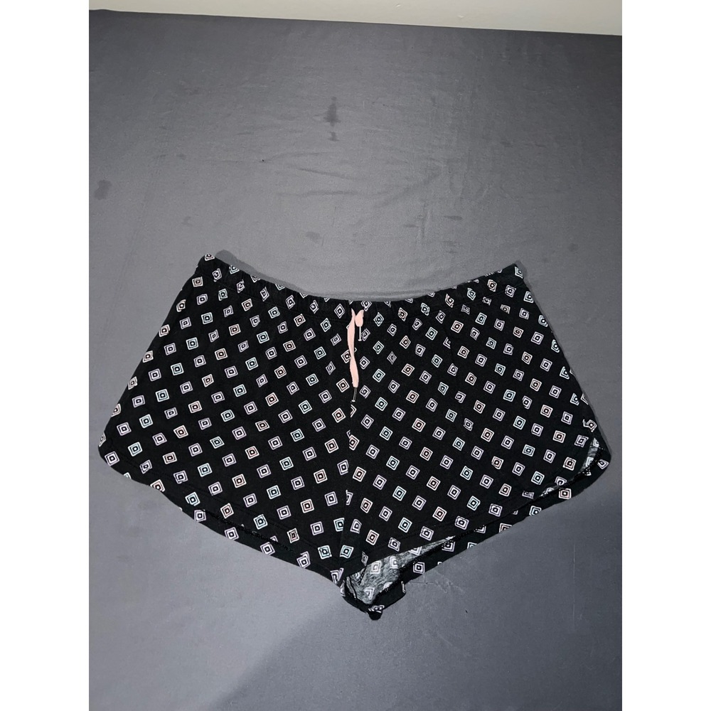 Secret Treasures Womens Pajama Shorts Black Geo Diamond Print‎ Cotton L 12-14